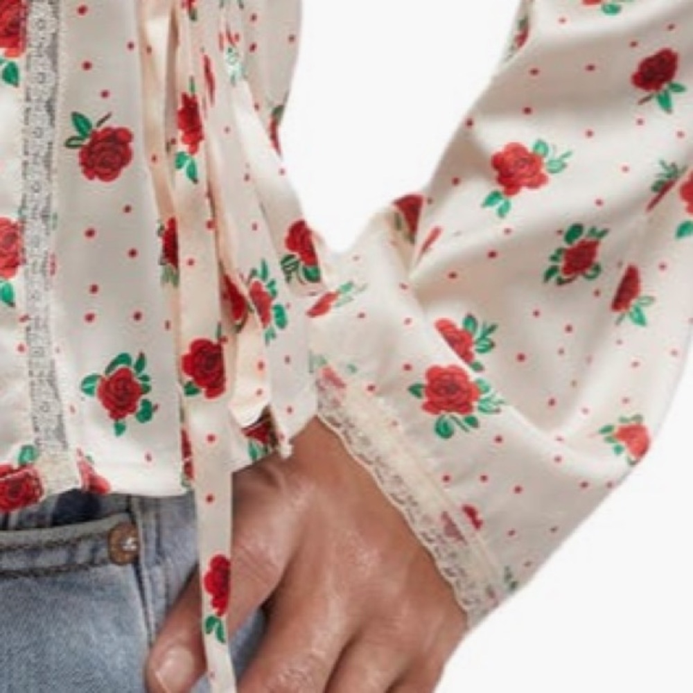 FREE PEOPLE FIELD OF ROSES SATIN TOP XL - Picture 9 of 12